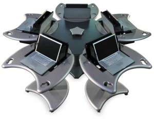 The SMARTdesks Quark, a computer conference table for Telepresence, Teleconferencing, Video Conferencing and Collaboration. 