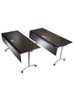 Two Nesta Flip Top Laptop tables withlaminate finish polyurethane edge and silver legs with casters  for 4 people