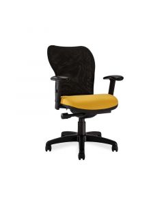 Heavy Duty Ergonomic Black Mesh Midback Task chair with medium upholstered seat height adjustable arms and casters