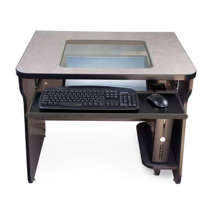 Smartdesks Downview Glass Top Computer Desks with Sub Surface LCD Mount