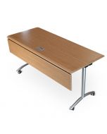 One Nesta Flip Top Laptop table with thermofoil finish and silver legs with casters for 2 people